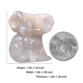 Nupuyai 2pcs Cherry Blossom Agate Mini Crystal Stone Statue Carved Animal Kangaroo Set, Energy Healing Stone Figurine Spiritual Ornament Home Office Decor