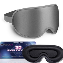 halenmou Weighted Sleep mask 3D microwavable Eye mask for Sleeping 99% Light Blocking Eye Covers with Adjustable Strap Night Blindfold Women Memory Foam Gray Inside for Women for Men for Sleeping