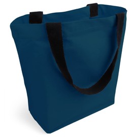Cottonbagjoe Tote Bag, Spacious, Stylish, with Inner Pocket and Zip, Cotton Bag, Shopper Handbag with Large Base, Oeko-Tex Standard 100-Certified, Blue (Atlantic Blue)