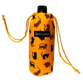 MITUPASO Plastic Bottle Cover, Yellowland Cats, Roomy 20.3 fl oz (600 ml) + α, All Microfiber, Accessory Pouch, Folding Umbrella, Case, Plastic Bottle Holder, Water Bottle Storage, Drink Holder Carrying, Unisex