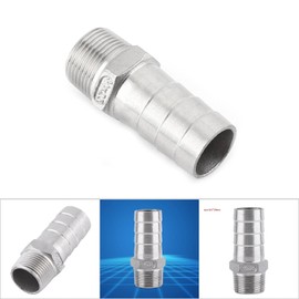 Hose Fitting Stainless Steel SS304 Male Thread Hose Nozzle 55° BSPT 1/8 Inch ~ 3/4 Inch (3/4 Inch x 25 mm), Plug Connection