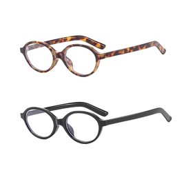 YAMEIZE Oval Blue Light Glasses Women Men - Small Anti Blue Light Glasses Retro Blue Filter Glasses Gaming Glasses, Leopard+Black