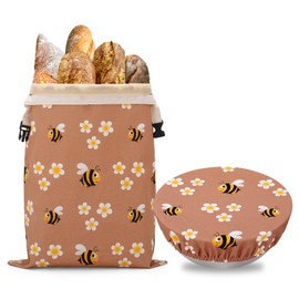 AMZDOTD Reusable Sourdough Bread Bags with Cotton Bowl Covers,Cotton Beeswax Fabric Loaf Storage Containers to Keep Homemade Bread Fresh