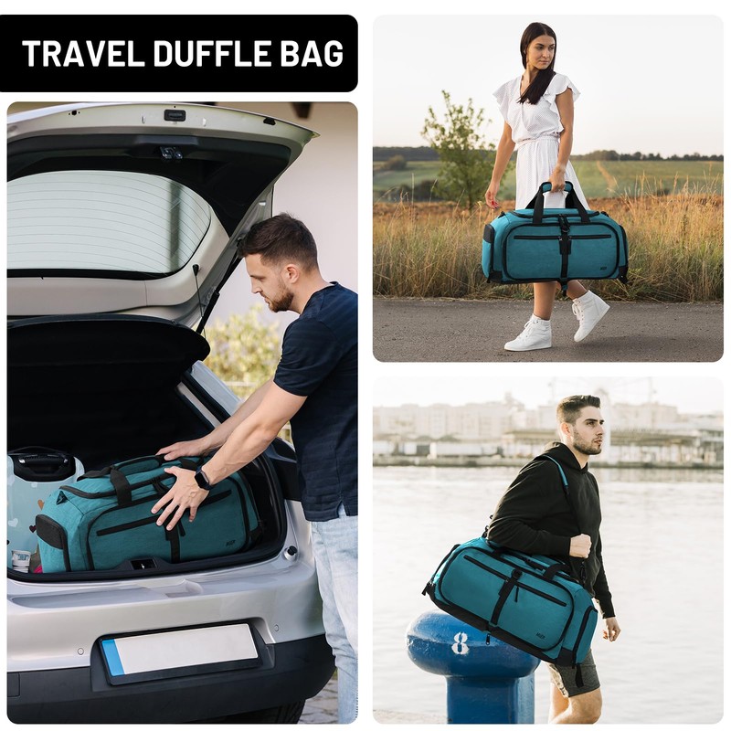 MIER Foldable Duffle Bag with Shoe Compartment 50L Travel Duffel