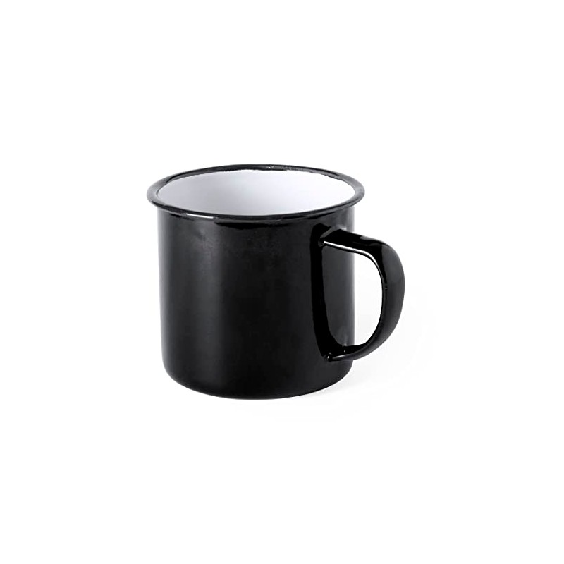 eBuyGB Set of 2 380ml Coloured Enamel Mugs Retro Outdoor