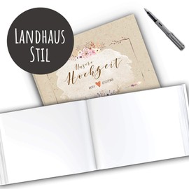 bigdaygraphix Guest Book Wedding No Questions Wedding Guest Book A4 100 Pages Hardcover Country Flowers