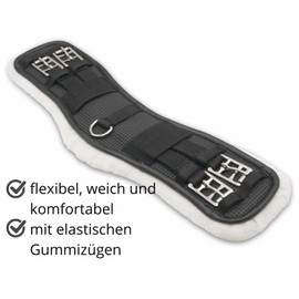 AMKA Short Girth Saddle Girth Faux Fur Padded 4 Way Elastic Roller Buckles