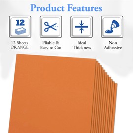 Orange Eva Foam Sheets, 2mm Thick, 6 x 9 Inch, Handicraft Foam Paper for Arts and Crafts, by Ader Products - 12 Sheets