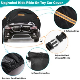 Kids Ride On Car Cover,Large Power Wheels Cover Waterproof,210D Universal Toy Car Cover for Power Wheels Jeep & Toddler Electric Vehicles,All Season Protection,with 3 Reflective Strips