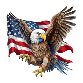 2pcs 5.31"x5.51", American Flag Eagle Spread Wings Car Bumper Window Stickers for Truck Van, Waterproof Car Decals, Vinyl Material Decorative Accessories | #TM246
