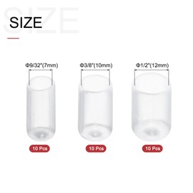 sourcing map 30pcs Round Rubber End Caps 9/32" 3/8" 1/2"(7mm 10mm 12mm) Clear Vinyl Cover Screw Thread Protectors Assortment Kit