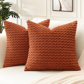 Artscope Corduroy Cushion Cover, Grainy Decorative Cushion Cover, 40 x 40 cm, Geometric Cushion Covers, Soft Sofa Cushion, Couch Cushion for Sofa, Bedroom, Living Room, Home, Decorative, Set of 2