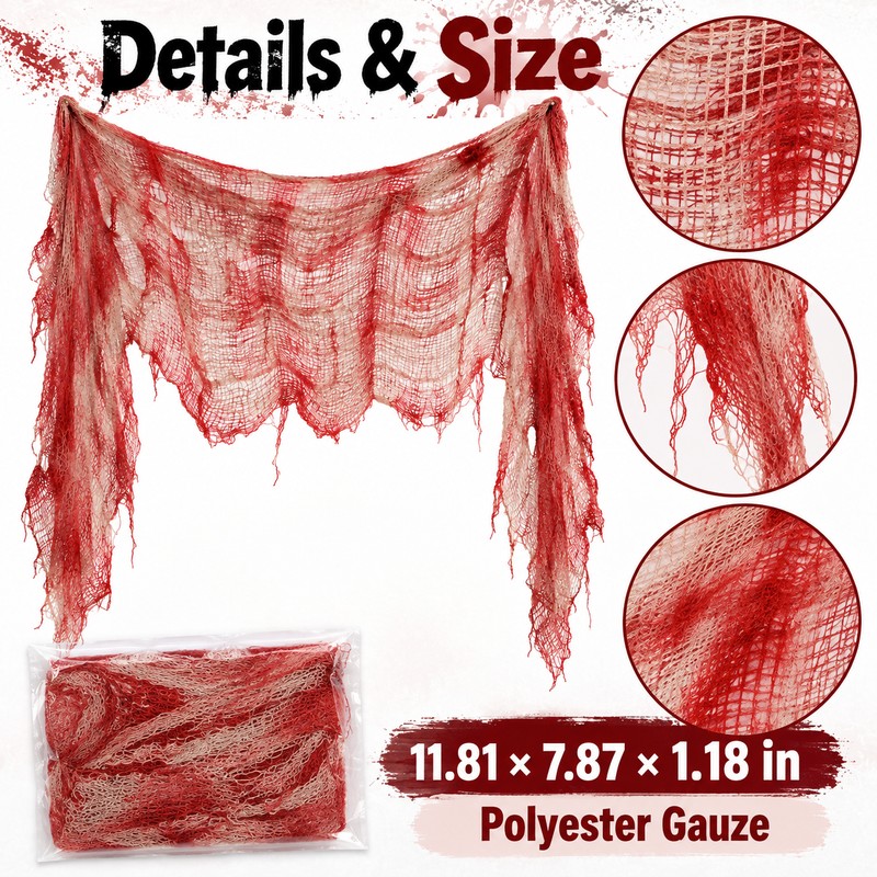 2 pcs Halloween Bloody Gauze Decorations, Horror Bloody Cloth Door