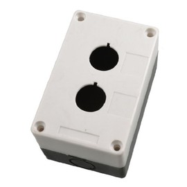 IIVVERR Black White Plastic 2 Push Button Switch Control Station Box Case (Caja de la estación de control del interruptor de botón de plástico negro 2