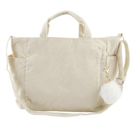 Xbessc Cord Bag Women's Tote Bag Cord Bags Beige Shoulder Bag Minimalist Bag Fabric Bag Shopper Bag Large Handbag with Keychain Pendant for School Work Everyday Shopping