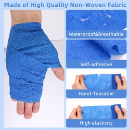 Selbstklebender Verband 10cm x 4,5m, 12 Rollen Elastische Binde Bandage Fixierbinde Haftbandage Selbstklebend für Handgelenk, Füße (Blau)