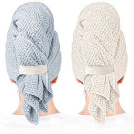 YHPDYL 2-Pack Women's Microfiber Hair Towel Wrap - 50% Faster Dry, Ultra-Absorbent & Anti-Frizz. Ideal for Long/Curly Hair. 27.5x39.4 Oversized, Lightweight for Travel, Gym, Spa & Home