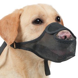 SHUOHONG Dog Muzzle, Nylon Mesh, Breathable and Comfortable, Muzzle for Large Dogs with Adjustable Straps, Muzzles for Dogs (Black-XXL)