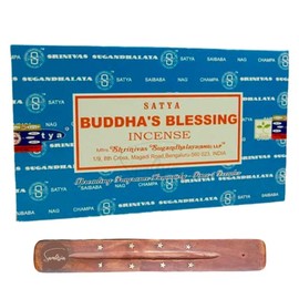 Satya Nag Champa Buddhas Blessings Incense Sticks | x12 pack | with SAMASIA incense sticks holder | Used for Aromatherapy, Spa, Yoga, Weddings, Meditation, Healing, Positivity and Relaxation