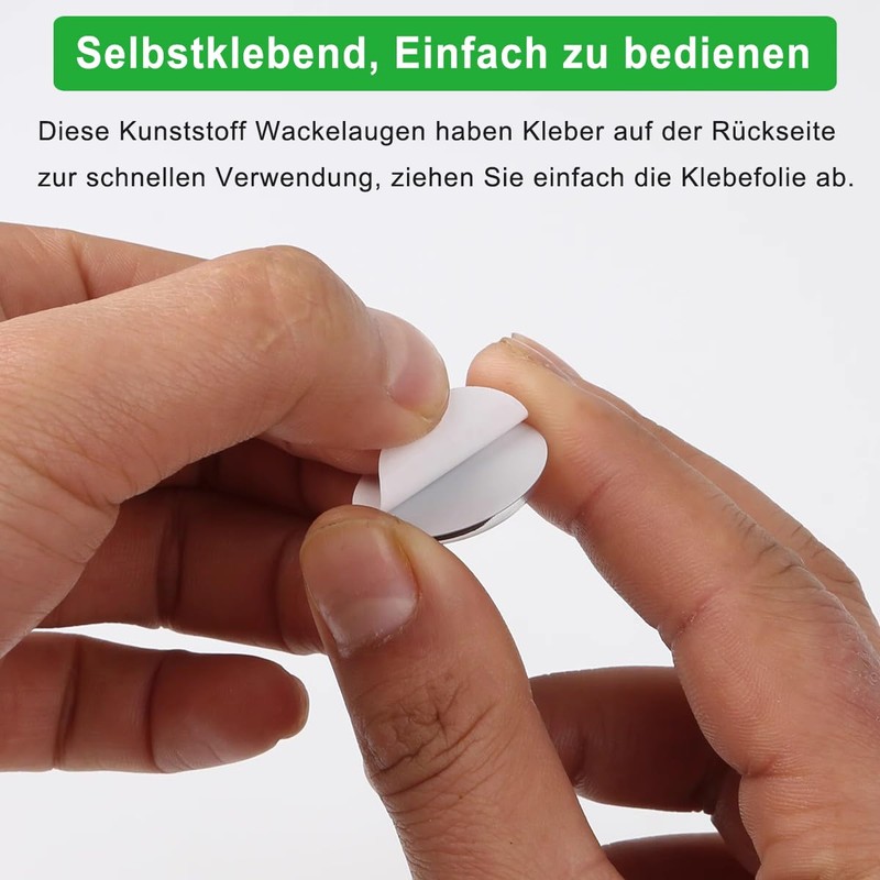 20 occhi autoadesivi oscillanti, 40 mm, occhi in plastica per
