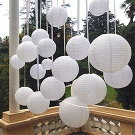 12 e-shop2door White Round Paper Lanterns Lamp Shade Wedding Birthday Party Decorations (8")