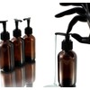 Cornucopia 4oz Amber Glass Pump Bottles (4-Pack); Great for Lotions,