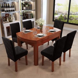 YUEANG Dining Chair Covers, Chair Covers for Dining Room Stretch Chair Covers Parsons Chair Slipcover, for Dining Room Kitchen Chair Protector Cover, Removable, Washable (Black, 4 Pack)