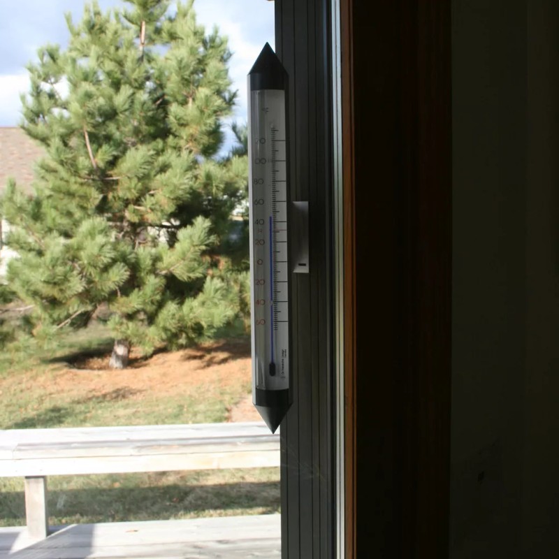 Hokco Wall Thermometer Silver Anodized Aluminum 18.5 inch tall