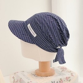 체크 밴딩 두건 캡 스냅 패션 모자 Check Banding Headscarf Cap Snap Fashion Hat