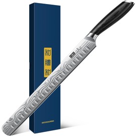 HOSHANHO 12 Inch Carving Knife, Razor Sharp Brisket Knife with Pakkawood Handle, Japanese High Carbon Powder Steel Slicing Knives for BBQ Brisket Turkey Ham Rib Roast