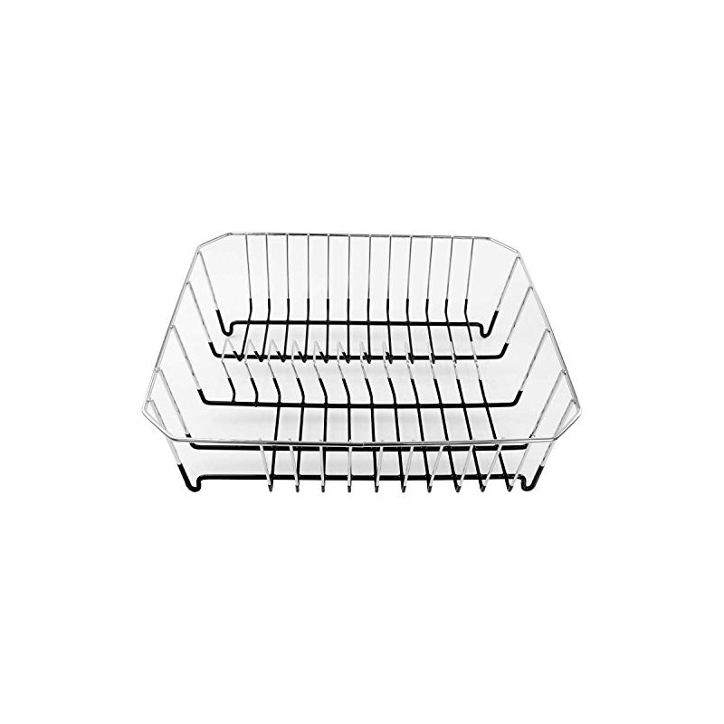 APOLLO Chrome Rectangular Dish Drainer with cutlery holder, 364x314x120 mm