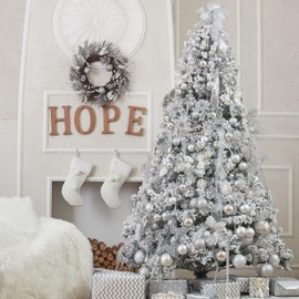 Christmas Baubles 6 Pcs Mini Christmas Tree Ball Decorations Ornaments Balls Pendants 5cm Shatterproof Hanging Bauble Set for for Holiday Wedding Party Decoration Xmas Silver