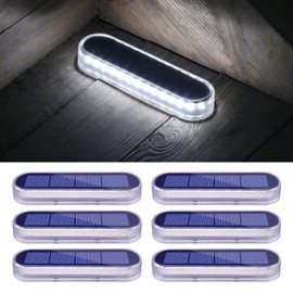 Honalia Solar Deck Dock Driveway Lights Outdoor Solar Powered Waterproof, Cool White Driveway Markers Concrete Step Lights for Deck Stairs Dock Marine 6 Pack