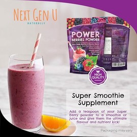 Polvo de Super Berry - 150g - Apoyo inmunológico - Suplemento alimenticio - Superalimentos bayas - Mezcla para batidos de batidos - Impulso saludable 