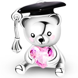 NUJIFFY 925 Sterling Silver Charms Beads for Bracelets Necklaces, Airplane Passport Sister Heart Coffee Music Book Travel Pendant, Pink Color Cute Animal Jewelry Graduation Birth Gifts for Women Men,