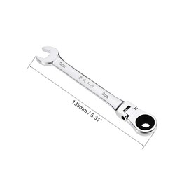 sourcing map 6mm Flex-Head Ratcheting Combination Wrench Metric 72 Teeth 12 Point Ratchet Box Ended Spanner Tools, Cr-V