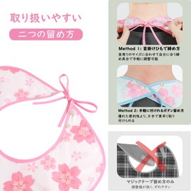 Housolution Nursing Apron, Set of 2, Nursing Apron, For Meals, Women, For Adults, Nursing Apron, Waterproof, Stain Resistant, Washable, Reusable, Pockets, Cherry Blossom Pink & Blue