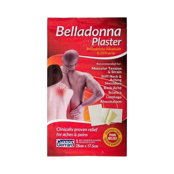 Cuxson & Gerrard, Belladonna 28 Medicated Plaster, 28cm x 7.5cm
