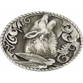 AW-Collection Buckle Belt Buckle Western Buckle Howling Wolf, silver