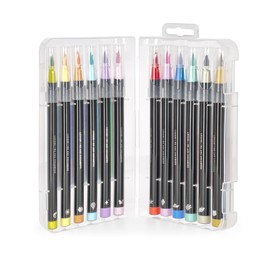 LEGAMI - Set of 12 felt tip pens with brush tip - brush markers, flexible tip made of nylon fibre, felt tip pens in 12 pastel colours, liquid strokes and variable widths, felt tip pen diameter 1 cm