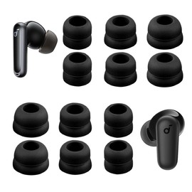 A-Focus Double Flange Ear Tips for Soundcore P40i P30i P20i Replacement Soft Silicone Reduce Noise Eartips Earbuds Cover Compatible with Soundcore P20i P30i P40i Black L/M/S 6 Pairs