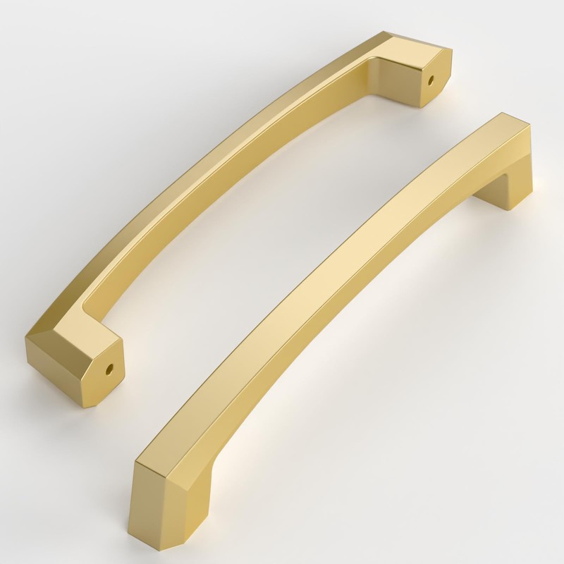 Amerdeco 10 Pack Brushed Gold Cabinet Pulls 5 Inch(128MM) Hole