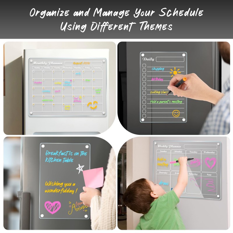 DIYMAG Magnetic Calendar for Refrigerator 2026 Fridge White Board Dry