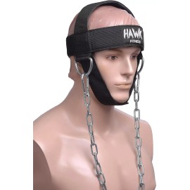 Hawk Sports Neck Harness w/Adjustable Neck Strap & 30" Steel Chain - Black