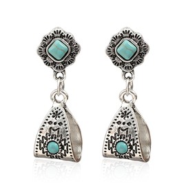 Turquoise Earrings for Women Vintage Silver Western Dangle Earrings Turquoise Jewelry Accessories Boho Western Jewelry Outfit Dress Wear Country Concert Outfits for Women
