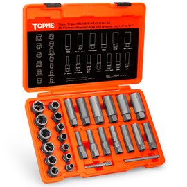 Deep Bolt Extractor Set,28 PCS Impact Bolt & Nut Remover Set,Stripped Lug Nut Remover,Extraction Socket Set for Removing Spark Plug,Damaged Rounded-Off Bolts,Nuts,Studs,Threaded Tubes