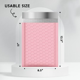 Yens Poly Bubble Mailers 8.5x12 25 Pack Light Pink Waterproof Self Seal Adhesive Shipping Bags, Cushioning Padded Envelopes for Shipping, Mailing, Packaging Usable 8.5x11