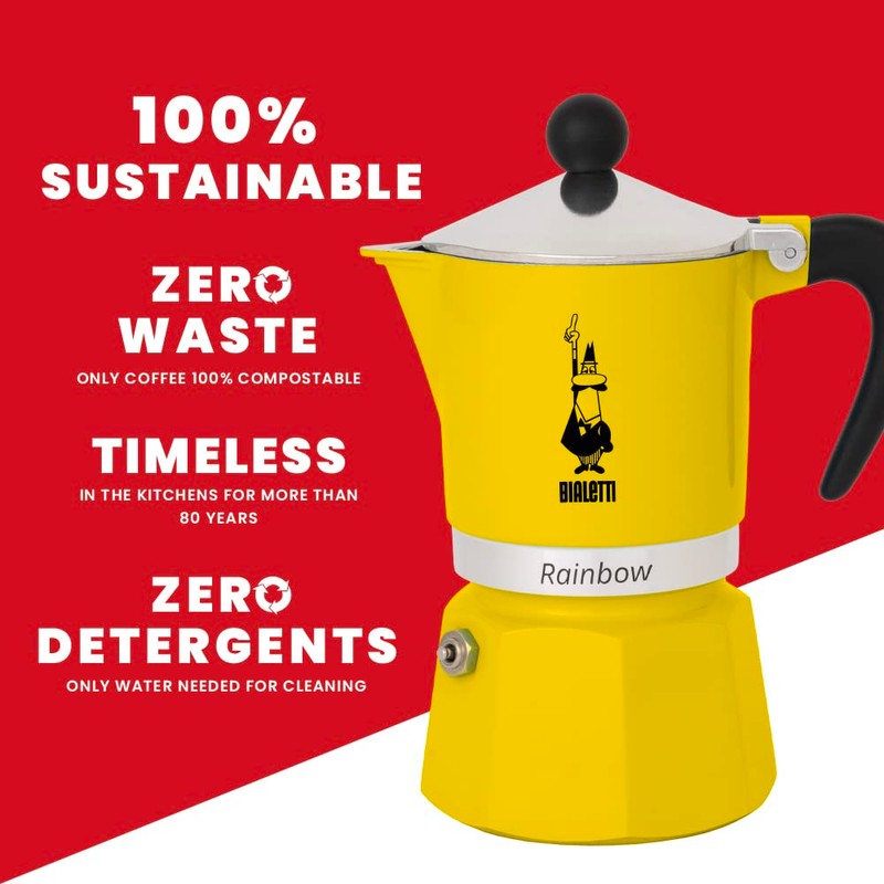 Bialetti Moka Express Rainbow (Yellow, 6 Cups)