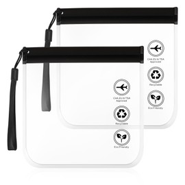 Clear Toiletry Bags, Reusable Quart Size Travel Bag Leak-Proof Airport Liquids Travel Bag with Hanging Rope Portable Travels Accessories Holiday Essentials Makeup Bags (2Pcs)