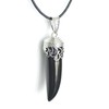 Italian Cornicello Black Obsidian Horn Pendant Necklace Amulet, 18" Alloy